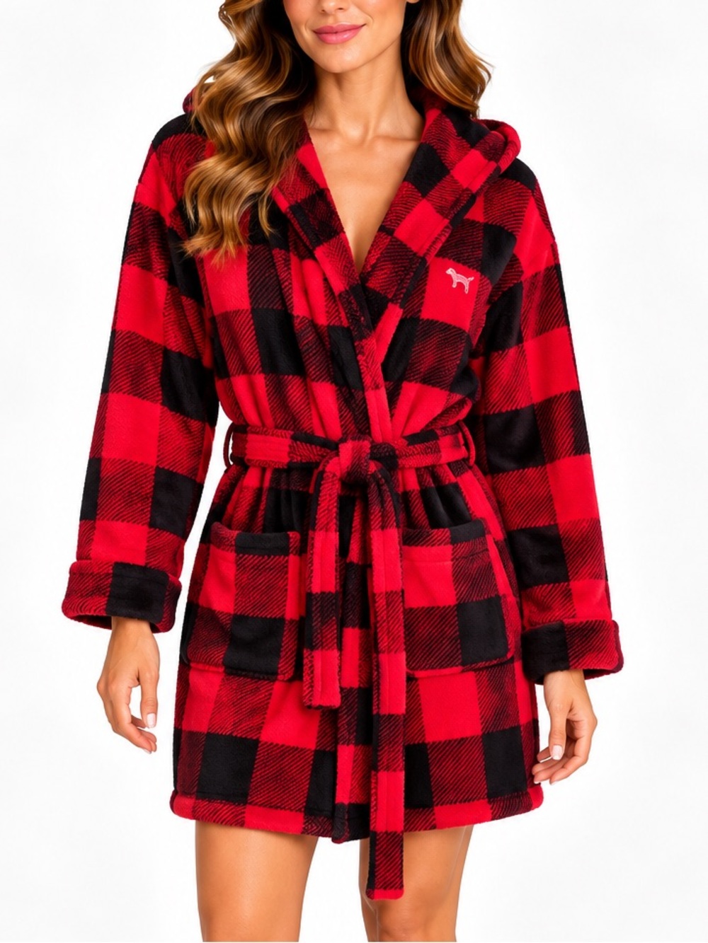 Pink‎ Victoria's Secret Buffalo Check Hoody Robe